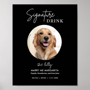 Affiche Panneau de boissons signatures de mariage de chien