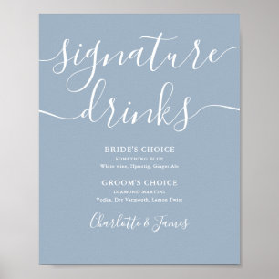 Affiche Panneau de boissons signatures de mariage de scrip