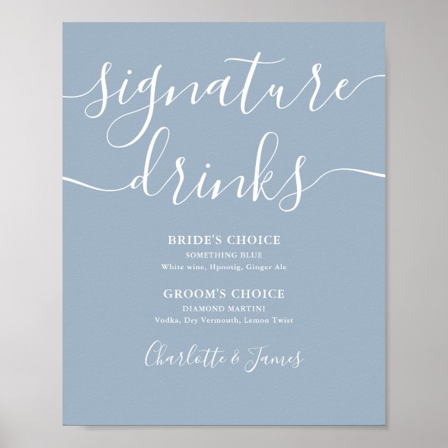 Affiche Panneau de boissons signatures de mariage de scrip (Devant)
