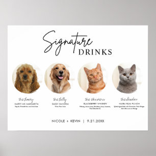Affiche Panneau de boissons signatures de mariage pour 4 a