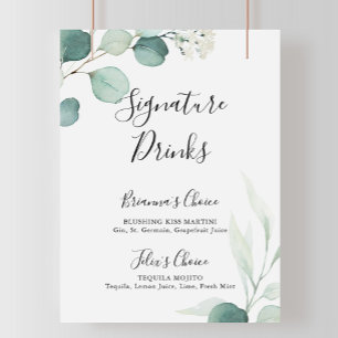 Affiche Panneau de boissons signatures Eucalyptus Vert Été