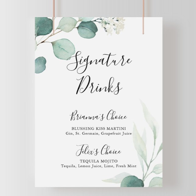Affiche Panneau de boissons signatures Eucalyptus Vert Été (Créateur téléchargé)