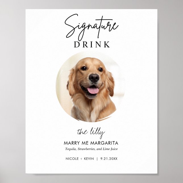 Affiche Panneau de boissons signatures pour mariage de chi (Devant)