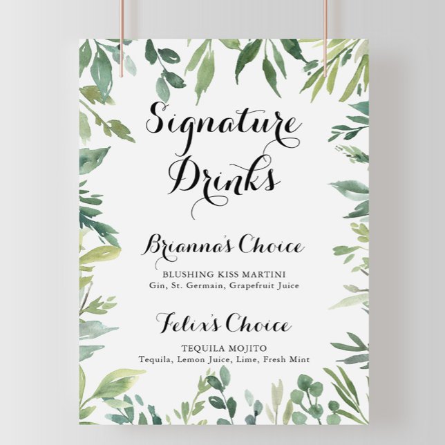 Affiche Panneau de boissons signatures vertes tropicales é (Créateur téléchargé)