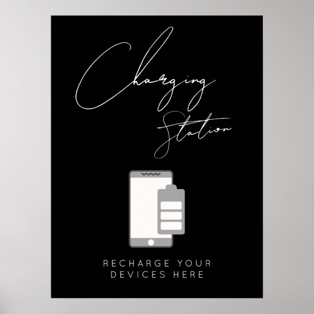 Affiche panneau de borne de recharge moderne pour mariage (Devant)