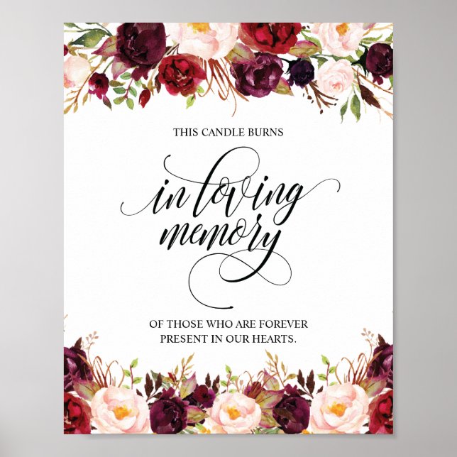 Affiche Panneau de bougie commémorative à la mémoire en so (Devant)