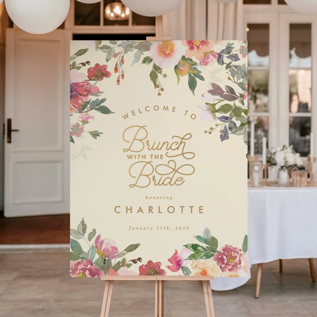 Affiche Panneau de brunch pour la douche de mariée élégant (Créateur téléchargé)