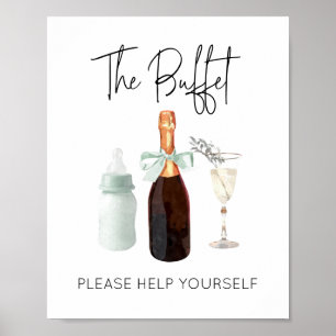 Affiche Panneau de buffet pour Baby shower Green Sip & See