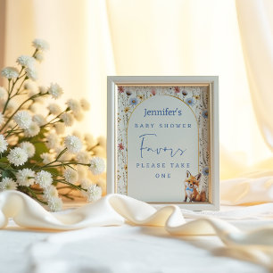 Affiche Panneau de cadeau de Baby Shower Dusty Blue Woodla