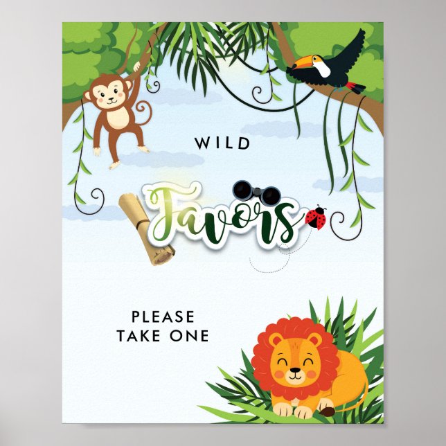 Affiche Panneau de cadeau de fête de bébé Safari Jungle Sa (Devant)