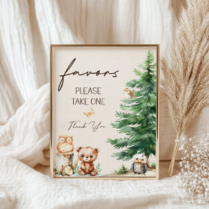 Affiche Panneau de cadeaux de Baby Shower Bohème Animaux d