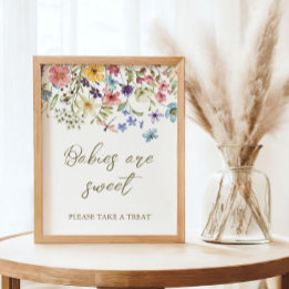 Affiche Panneau de cadeaux de baby shower Fleur sauvage bé