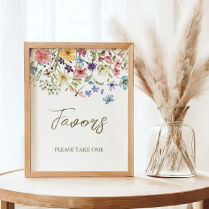 Affiche Panneau de cadeaux de baby shower Fleur sauvage bé