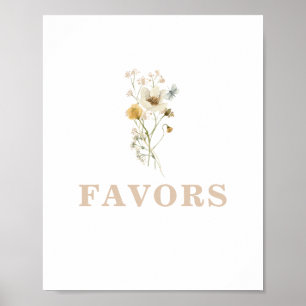 Affiche Panneau de cadeaux de baby shower Fleur sauvage bé