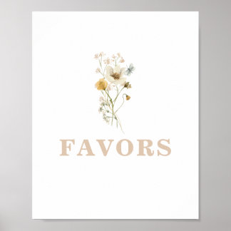 Affiche Panneau de cadeaux de baby shower Fleur sauvage bé
