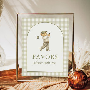 Affiche Panneau de cadeaux de baby shower garcon golf Ging