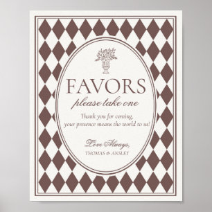Affiche Panneau de cadeaux de mariage à carreaux Harlequin