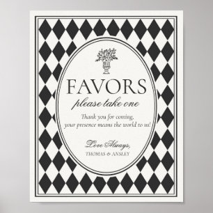 Affiche Panneau de cadeaux de mariage à carreaux Harlequin