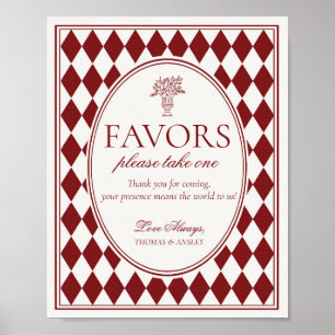 Affiche Panneau de cadeaux de mariage à carreaux Harlequin