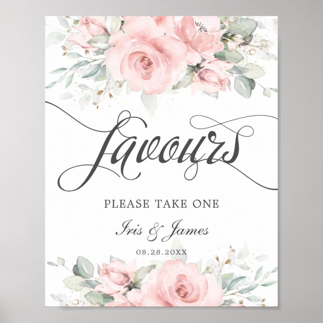 Affiche Panneau de cadeaux de mariage à la verdure florale (Devant)