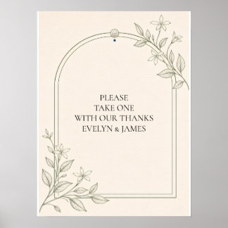 Affiche Panneau de cadeaux de mariage botanique à l'olive 
