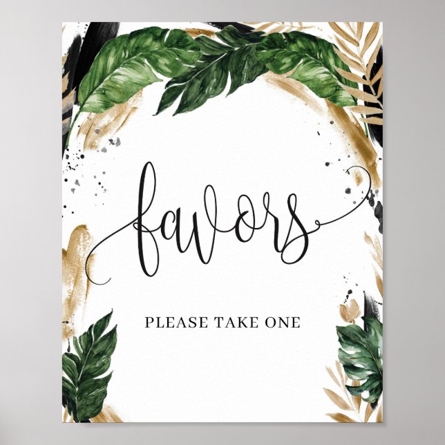 Affiche Panneau de cadeaux de mariage floral à feuilles tr (Devant)