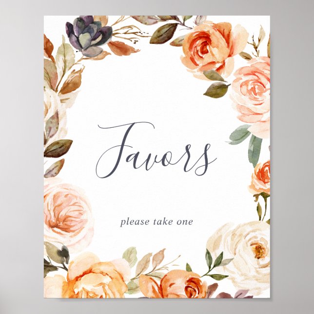 Affiche Panneau de cadeaux de mariage Florals Terre Rustiq (Devant)