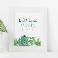 Panneau de cadeaux de mariage sur la plage tropica