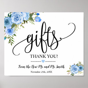 Affiche Panneau de cadeaux douche de mariage réception flo