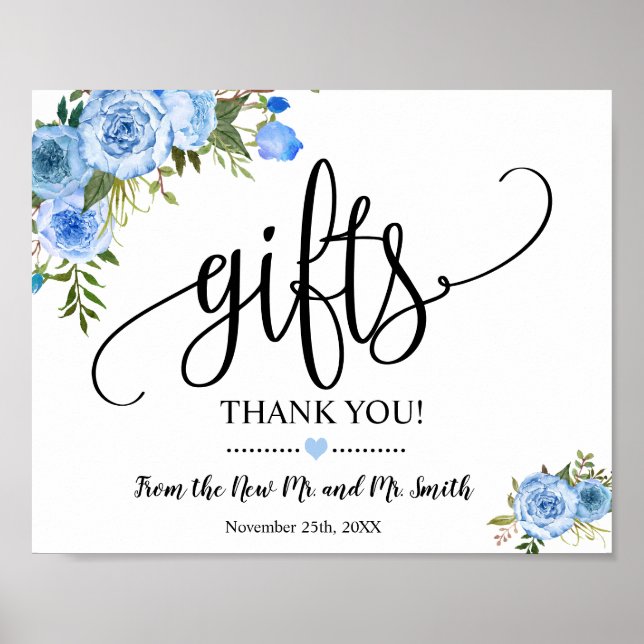 Affiche Panneau de cadeaux douche de mariage réception flo (Devant)
