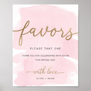 Affiche Panneau de cadeaux en aquarelle rose et or