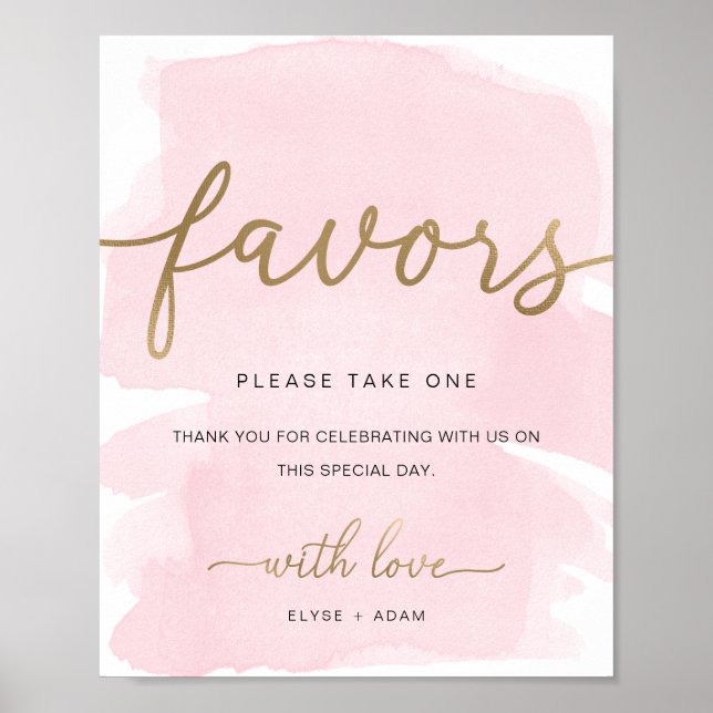 Affiche Panneau de cadeaux en aquarelle rose et or (Devant)