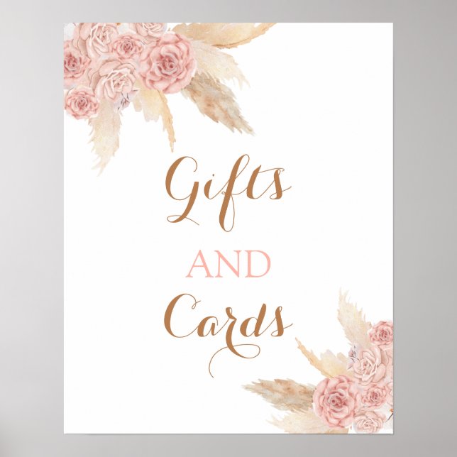 Affiche Panneau de cadeaux et cartes de mariage chic boho  (Devant)