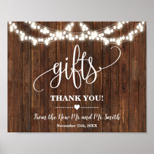 Affiche Panneau de Cadeaux Mariage Occidental Réception de