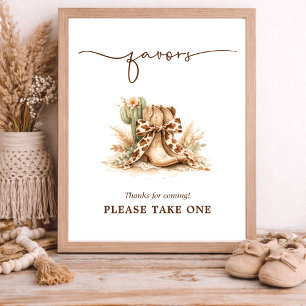 Affiche Panneau de cadeaux pour bébé chic western petit