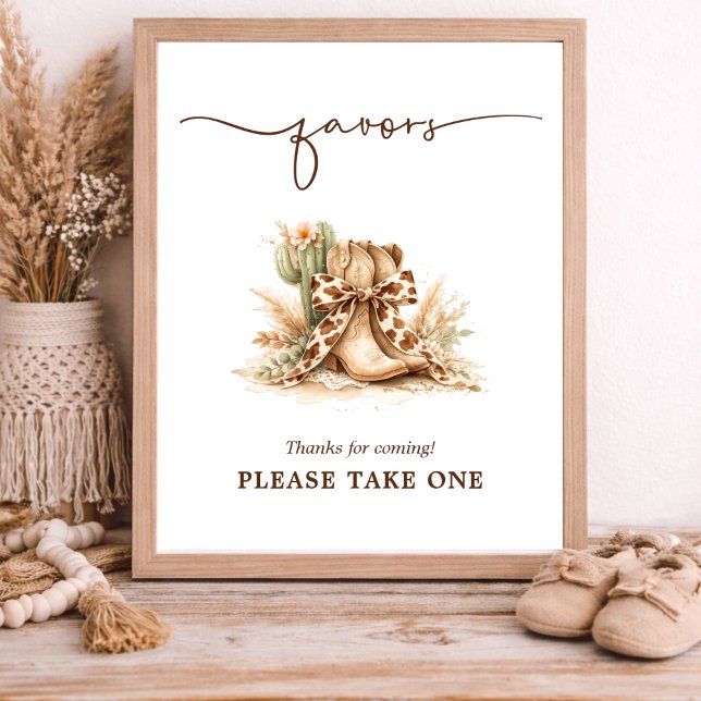 Affiche Panneau de cadeaux pour bébé chic western petit (Créateur téléchargé)