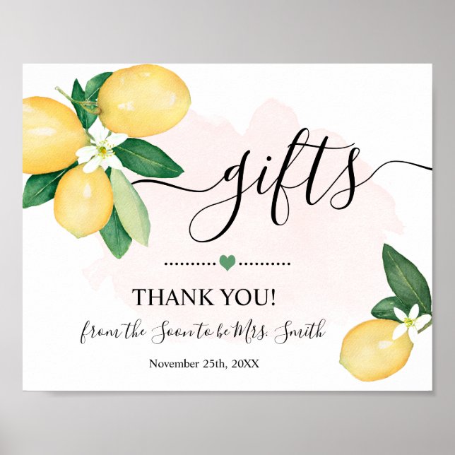 Affiche Panneau de cadeaux pour mariage et Baby Shower thè (Devant)