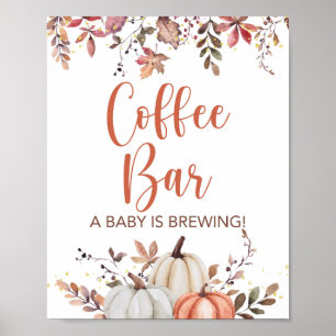 Affiche Panneau de café Automne Un bébé brasse Douche