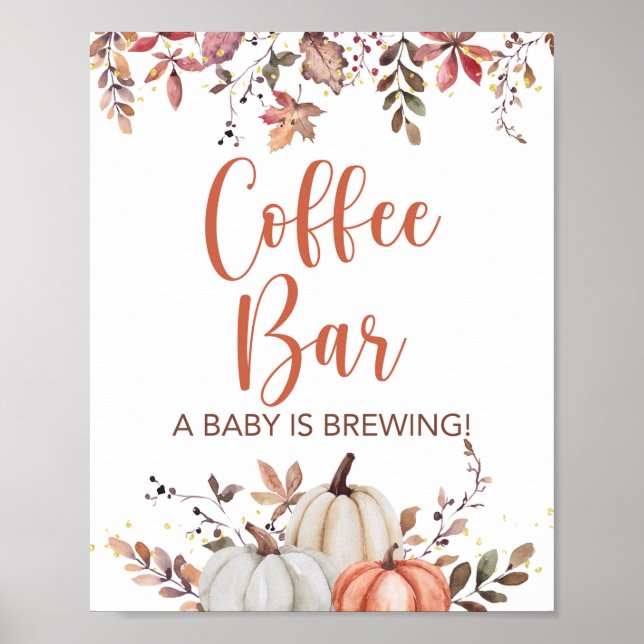 Affiche Panneau de café Automne Un bébé brasse Douche (Devant)