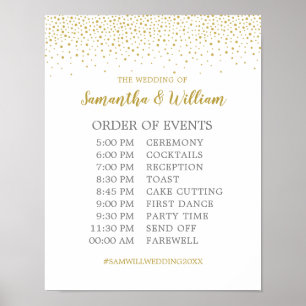Affiche Panneau de calendrier Mariage de Confetti Or Elega