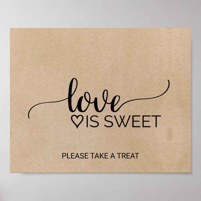 Affiche Panneau de calligraphie Faux Kraft Simple Love is  (Devant)