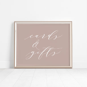 Affiche Panneau de calligraphie rose Cartes et cadeaux