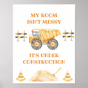 Affiche Panneau de camion de construction jaune