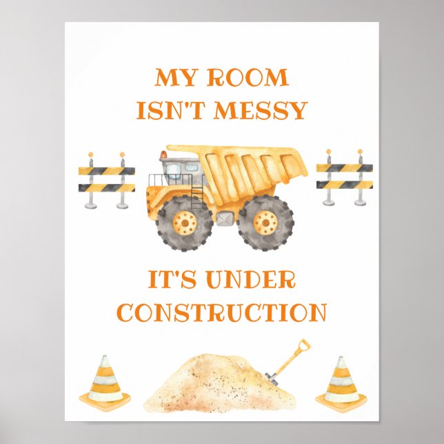 Affiche Panneau de camion de construction jaune (Devant)