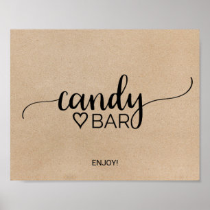 Affiche Panneau de candy bar à calligraphie kraft faux sim