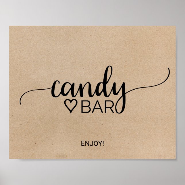 Affiche Panneau de candy bar à calligraphie kraft faux sim (Devant)