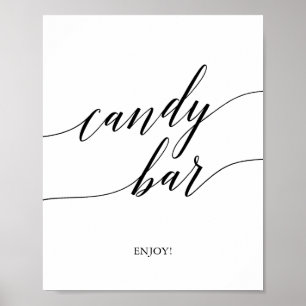 Affiche Panneau de Candy Bar Calligraphie Noir Élégant
