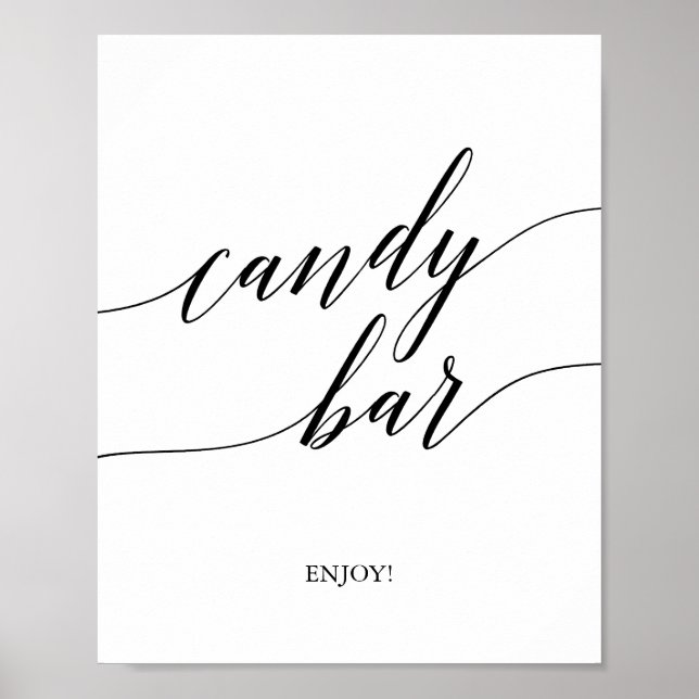 Affiche Panneau de Candy Bar Calligraphie Noir Élégant (Devant)