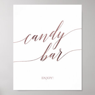 Affiche Panneau de Candy Bar en Calligraphie Rose Gold Élé