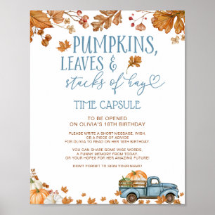Affiche Panneau de capsule temporelle Citrouilles Feuilles